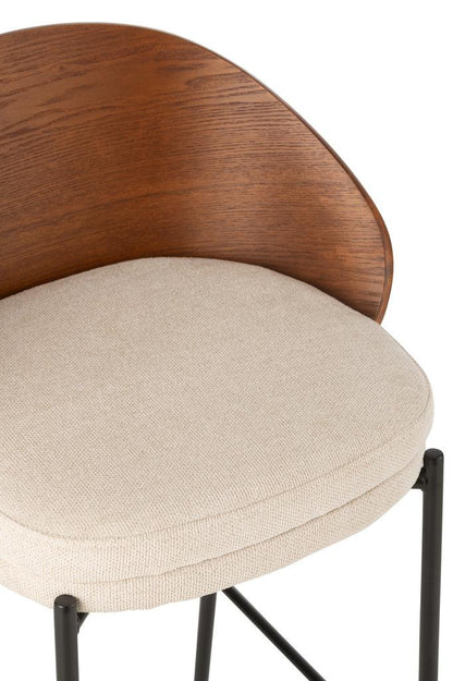 Barstoel Lone Multiplex/Metaal Bruin/Beige - Barkruk - J-Line - livinglovely.nl