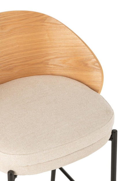 Barstoel Lone Multiplex/Metaal Naturel/Beige - Barkruk - J-Line - livinglovely.nl
