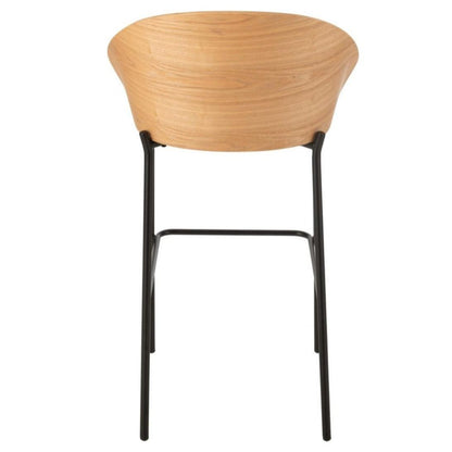 Barstoel Lone Multiplex/Metaal Naturel/Beige - Barkruk - J-Line - livinglovely.nl