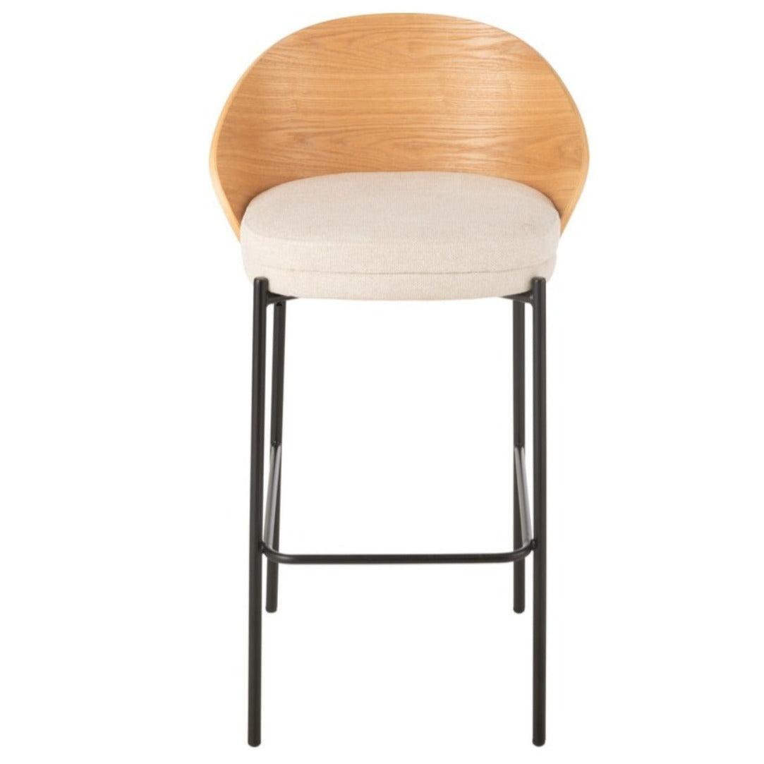Barstoel Lone Multiplex/Metaal Naturel/Beige - Barkruk - J-Line - livinglovely.nl