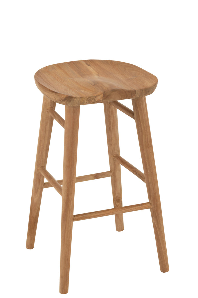 Barstoel Mika Teak Naturel - Barkruk - J-Line - livinglovely.nl