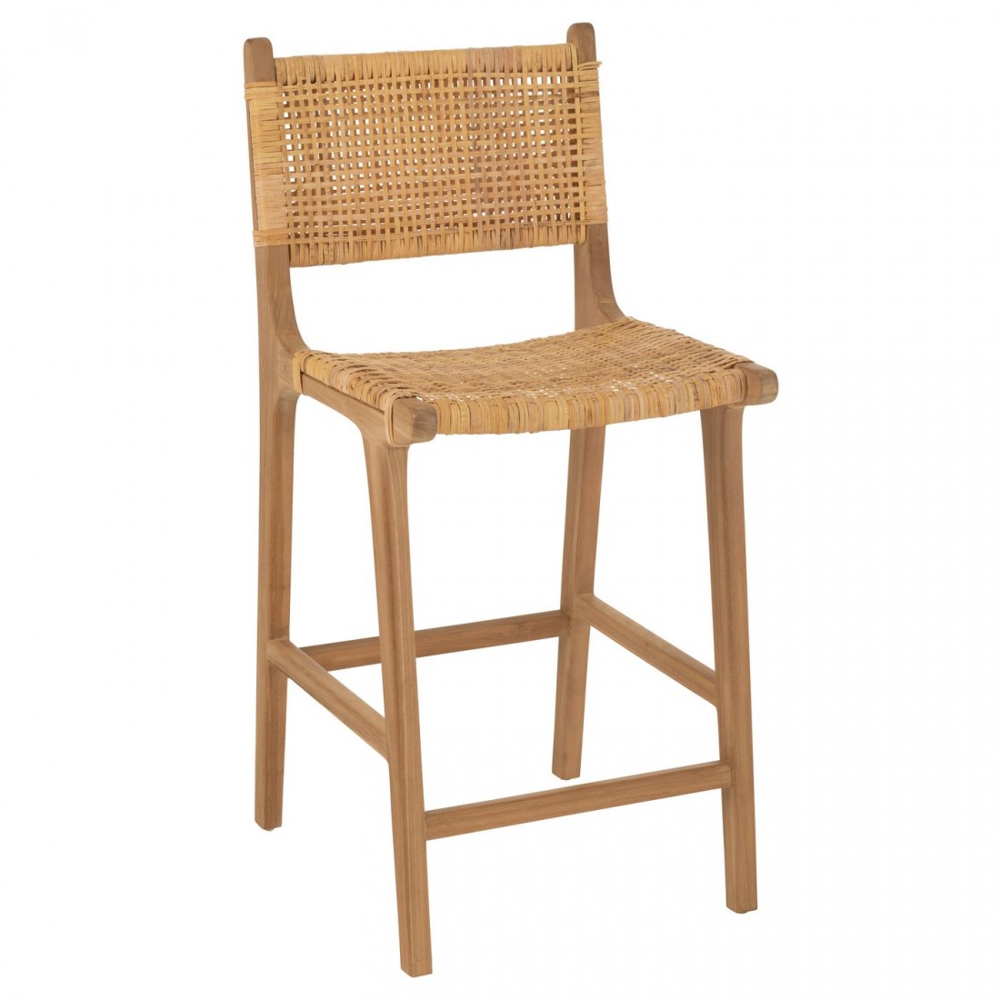 Barstoel Mona Rattan/Teak Naturel - Barkruk - J-Line - livinglovely.nl