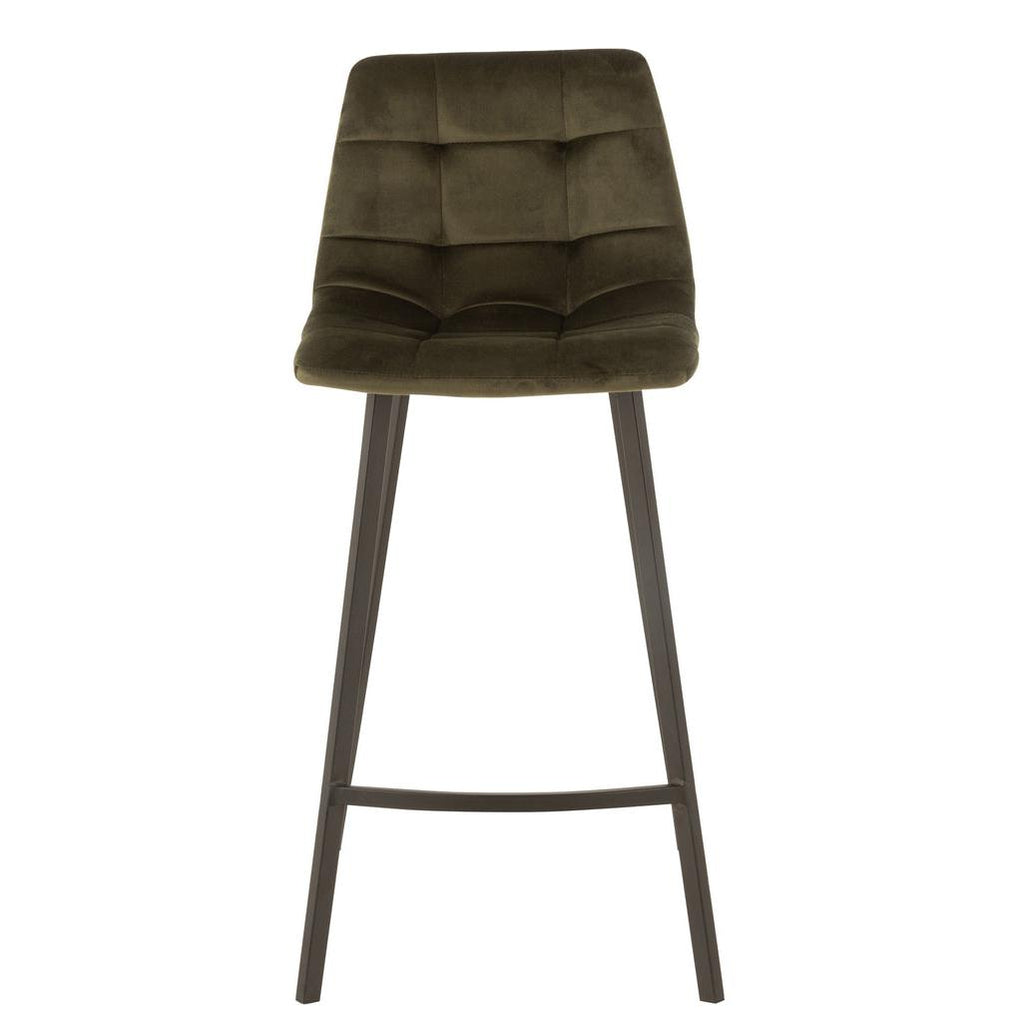 Barstoel Olivier Textiel/Metaal Donker Groen - Barkruk - J-Line - livinglovely.nl