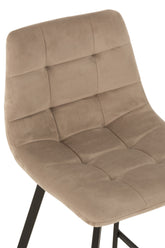 Barstoel Olivier Textiel/Metaal Beige - Barkruk - J-Line - livinglovely.nl