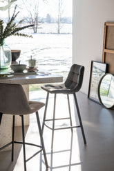 Barstoel Olivier Textiel/Metaal Grijs - Barkruk - J-Line - livinglovely.nl