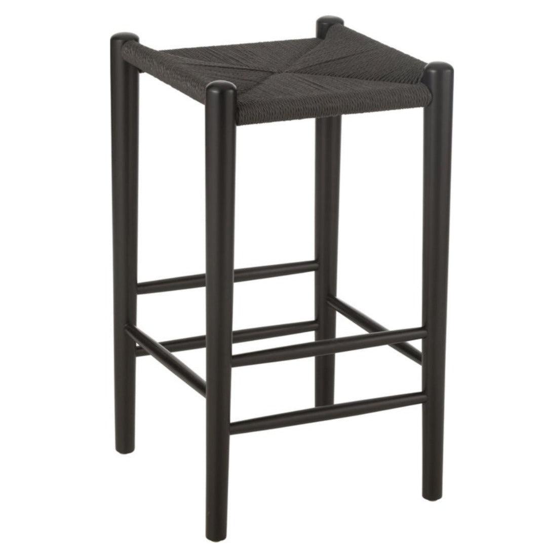 Barstoel Oriental Beukenhout/Touw Zwart - Barkruk - J-Line - livinglovely.nl