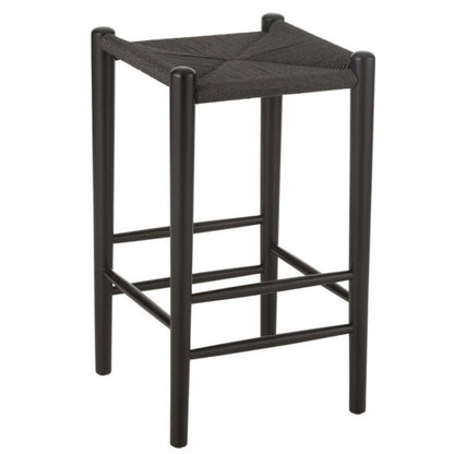 Barstoel Oriental Beukenhout/Touw Zwart - Barkruk - J-Line - livinglovely.nl