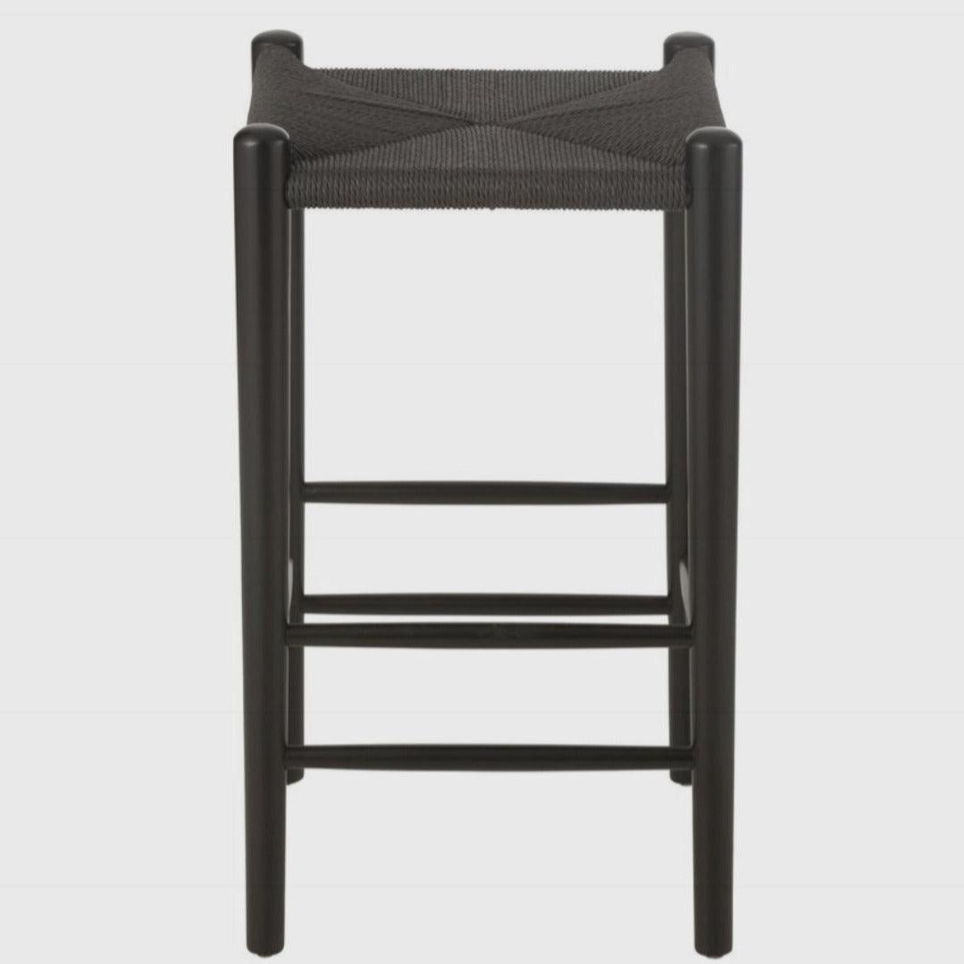 Barstoel Oriental Beukenhout/Touw Zwart - Barkruk - J-Line - livinglovely.nl