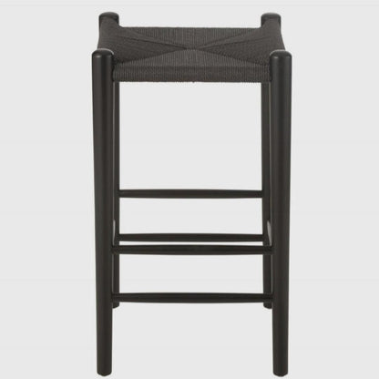Barstoel Oriental Beukenhout/Touw Zwart - Barkruk - J-Line - livinglovely.nl