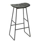 Barstoel Rechthoekig Gerecycleerd Teak Zwart Large - Barkruk - J-Line - livinglovely.nl