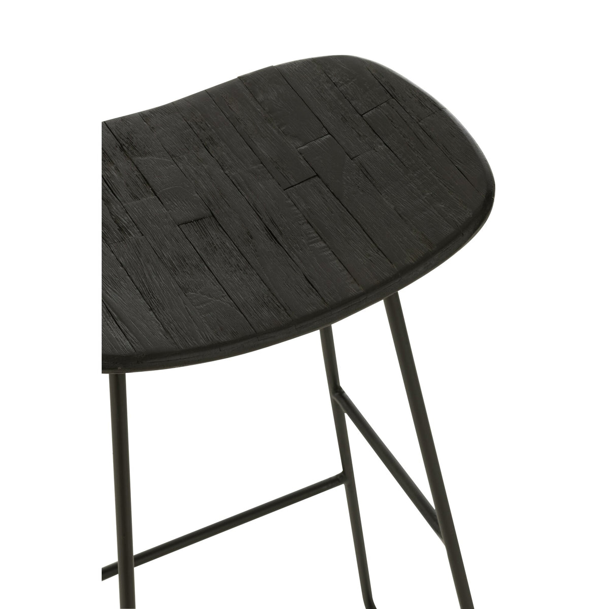 Barstoel Rechthoekig Gerecycleerd Teak Zwart Large J-Line