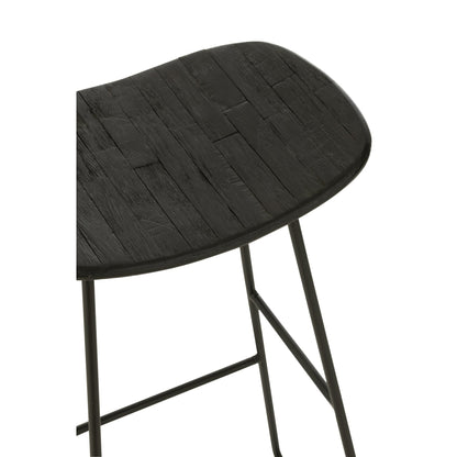 Barstoel Rechthoekig Gerecycleerd Teak Zwart Large J-Line