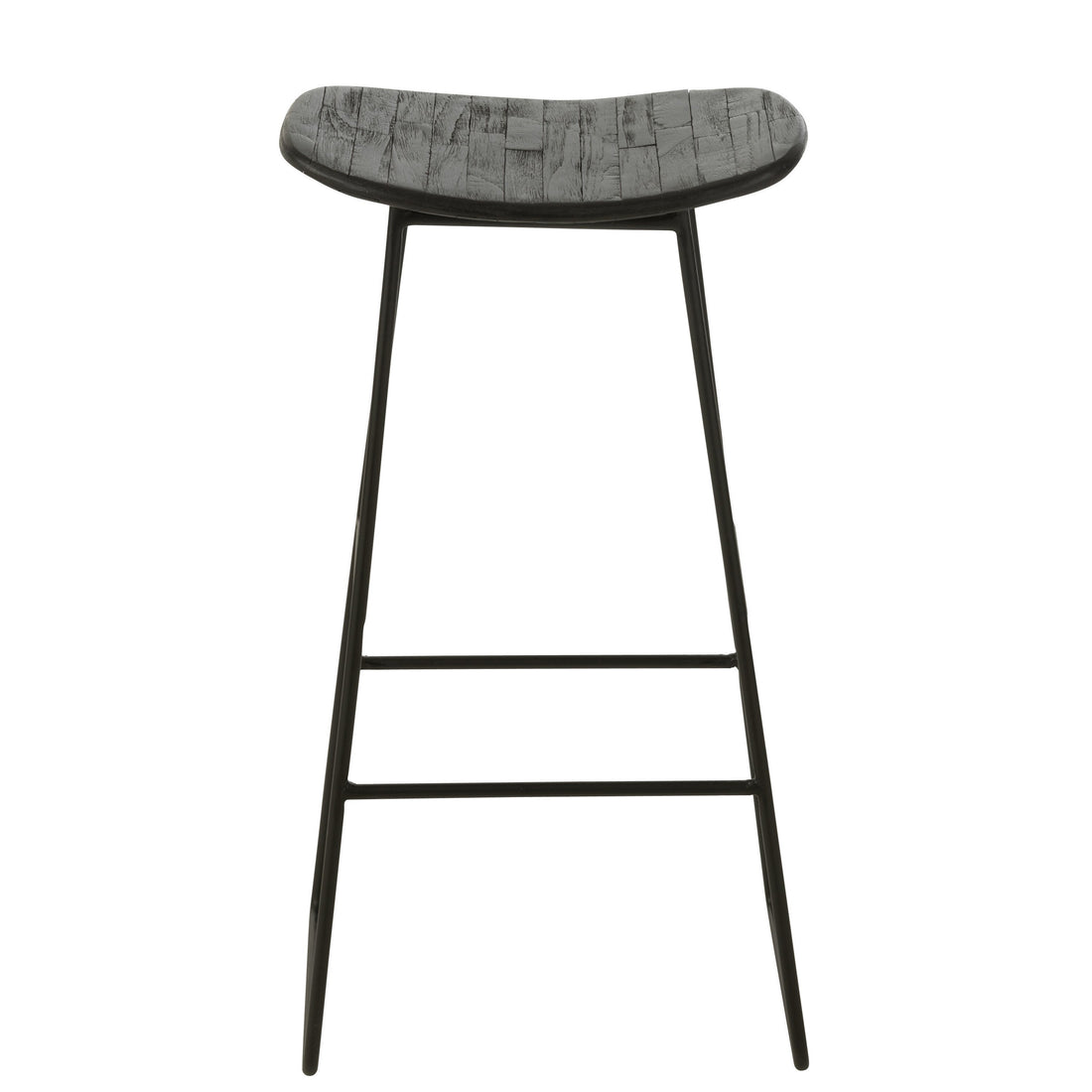 Barstoel Rechthoekig Gerecycleerd Teak Zwart Large - Barkruk - J-Line - livinglovely.nl
