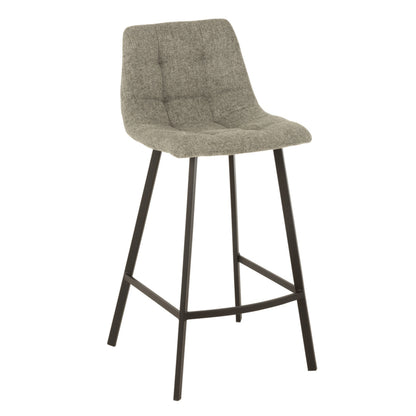 Barstoel Stephane Textiel/Metaal Grijs - J-Line - Barkruk - J-Line - livinglovely.nl