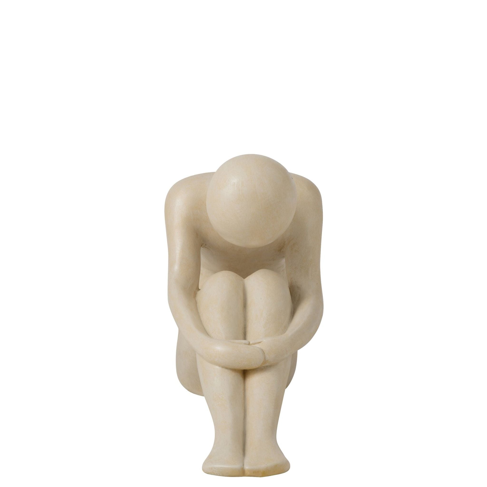 Beeld Abstracte Man van J-Line, gestileerde mansfiguur in gebroken wit polyresin met vloeiende vormen