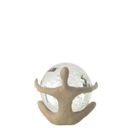 Beeld Bal Resin/Kristal Beige - Beeld - J-Line - livinglovely.nl