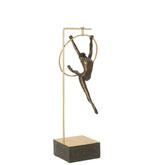 Beeld Gymnast Hoepel Beta van J-Line, beeld van een gymnast met hoepel in zwart met goud