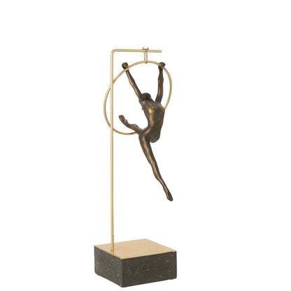 Beeld Gymnast Hoepel Beta van J-Line, beeld van een gymnast met hoepel in zwart met goud