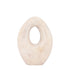 Haidin Beige Casted Alu Bulby Shaped Statue High van PTMD, staand organisch beeld met ovale opening in beige steenlook
