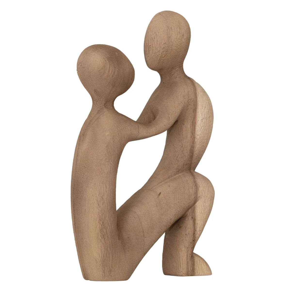 Beeld Vader En Zoon Teakhout Naturel van MUST Living, twee figuren naast elkaar, volledig in beeld