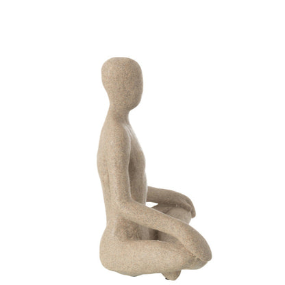 Beeld Yoga Resin Beige - Beeld - J-Line - livinglovely.nl