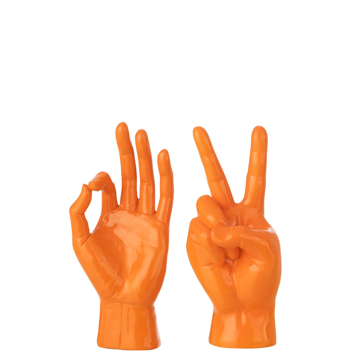 Beeldje Gebarentaal Polyresin Donkeroranje Assortiment Van 2 J-Line