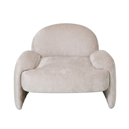 Beni Fauteuil Aphrodite Crème Met Poten van PTMD, vooraanzicht van de crème fauteuil op poten