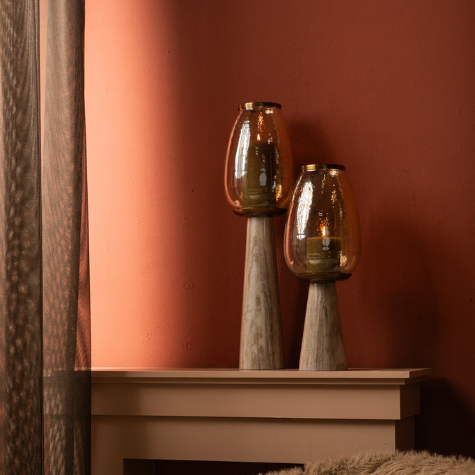 Berdand Beige windlicht L PTMD - Kandelaar - PTMD - livinglovely.nl