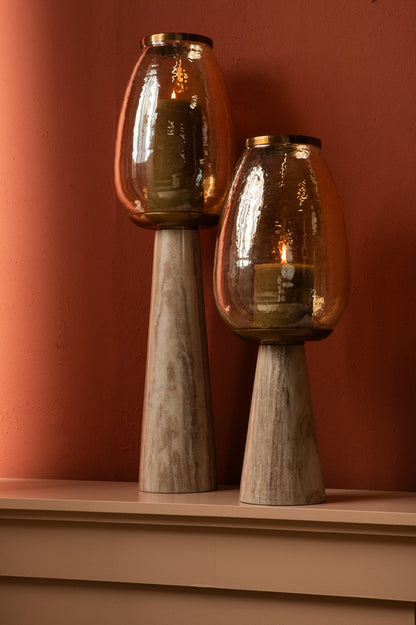 Berdand Beige windlicht L PTMD - Kandelaar - PTMD - livinglovely.nl