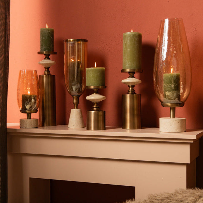 Berdand Beige windlicht L PTMD - Kandelaar - PTMD - livinglovely.nl