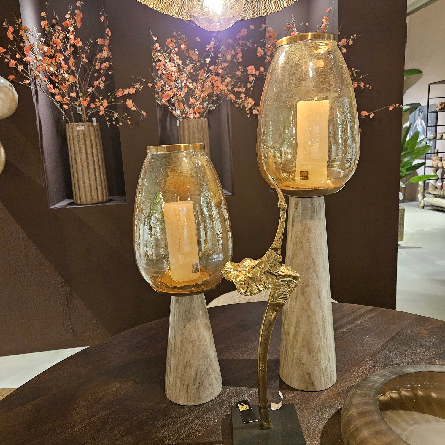 Berdand Beige windlicht L PTMD - Kandelaar - PTMD - livinglovely.nl