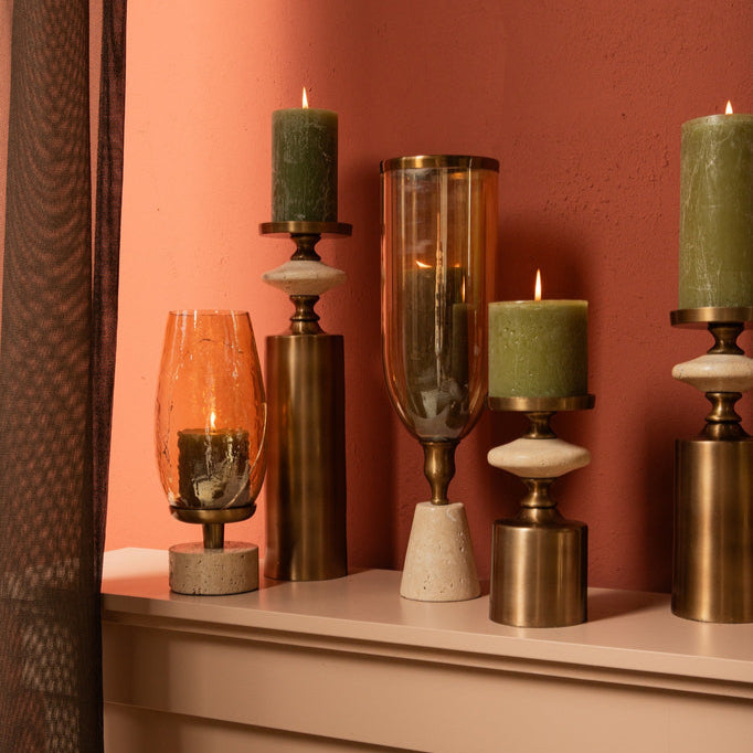 Berdand Beige windlicht L PTMD - Kandelaar - PTMD - livinglovely.nl