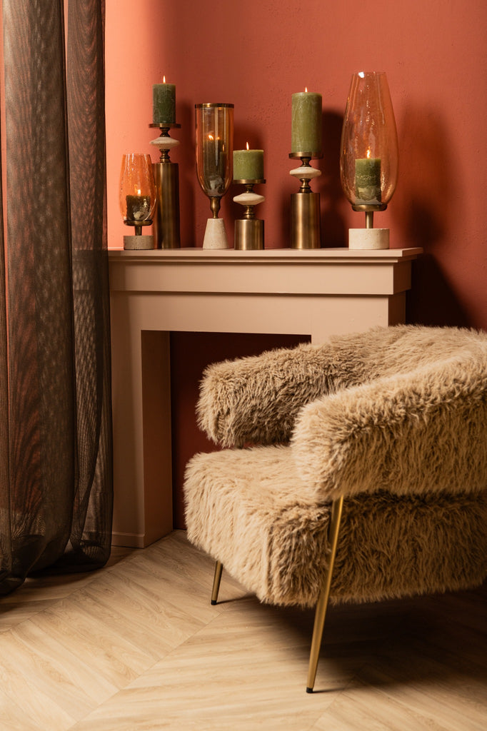 Berdand Beige windlicht L PTMD - Kandelaar - PTMD - livinglovely.nl