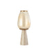 Berdand Windlicht op Voet Beige Small van PTMD, windlicht op voet met beige luster glas en marmeren voet