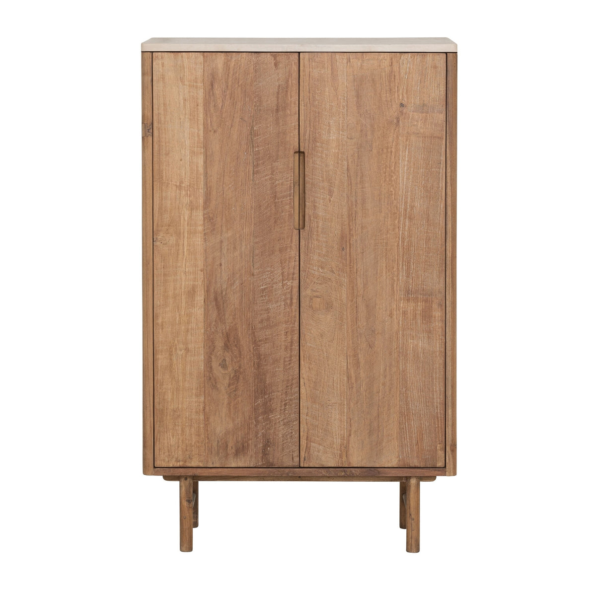 Bergkast Bliss Mortex Laag van DTP Home, gerecycled teakhout met sand mortex blad, volledig in beeld