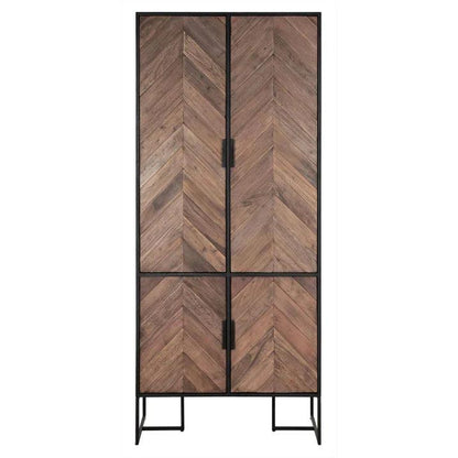 Bergkast Criss Cross van DTP Home, hoge kast met visgraatpatroon in gemixt hout
