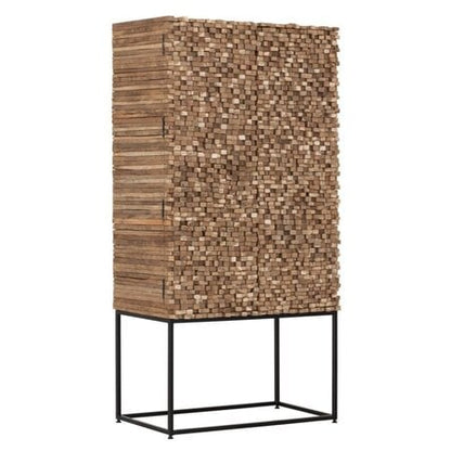 Bergkast Sticks van MUST Living, hoge teakhouten kast met lattenfront in naturel