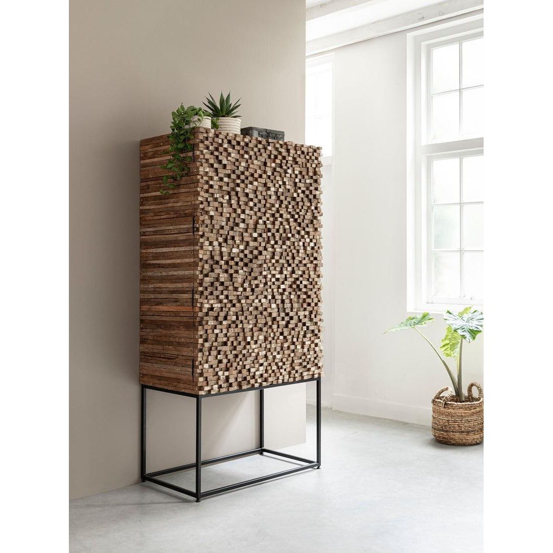 Bergkast Sticks van MUST Living, open kast met zes planken in massief teakhout