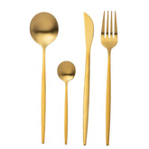 Bestekset Box A 24 Stuks Roestvrij Staal Mat Goud J-Line - Bestekset - J-Line - livinglovely.nl