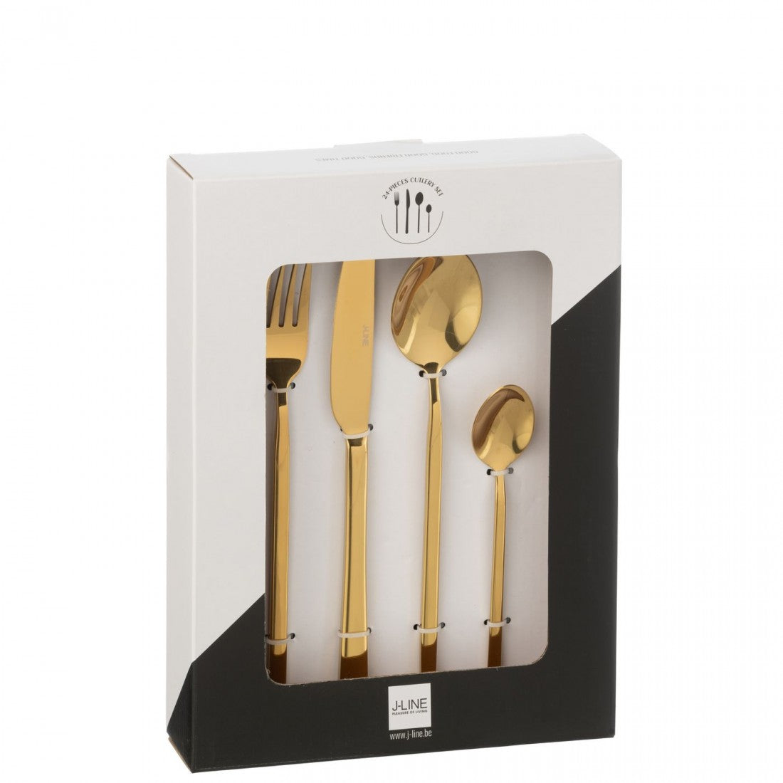 Bestekset Box B 24 Stuks Roestvrij Staal Glimmend Goud J-Line - Bestekset - J-Line - livinglovely.nl