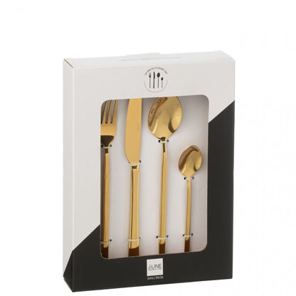 Bestekset Box B 24 Stuks Roestvrij Staal Glimmend Goud J-Line - Bestekset - J-Line - livinglovely.nl