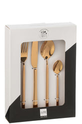 Bestekset Box B 24 Stuks Roestvrij Staal Glimmend Koper J-Line - Bestekset - J-Line - livinglovely.nl