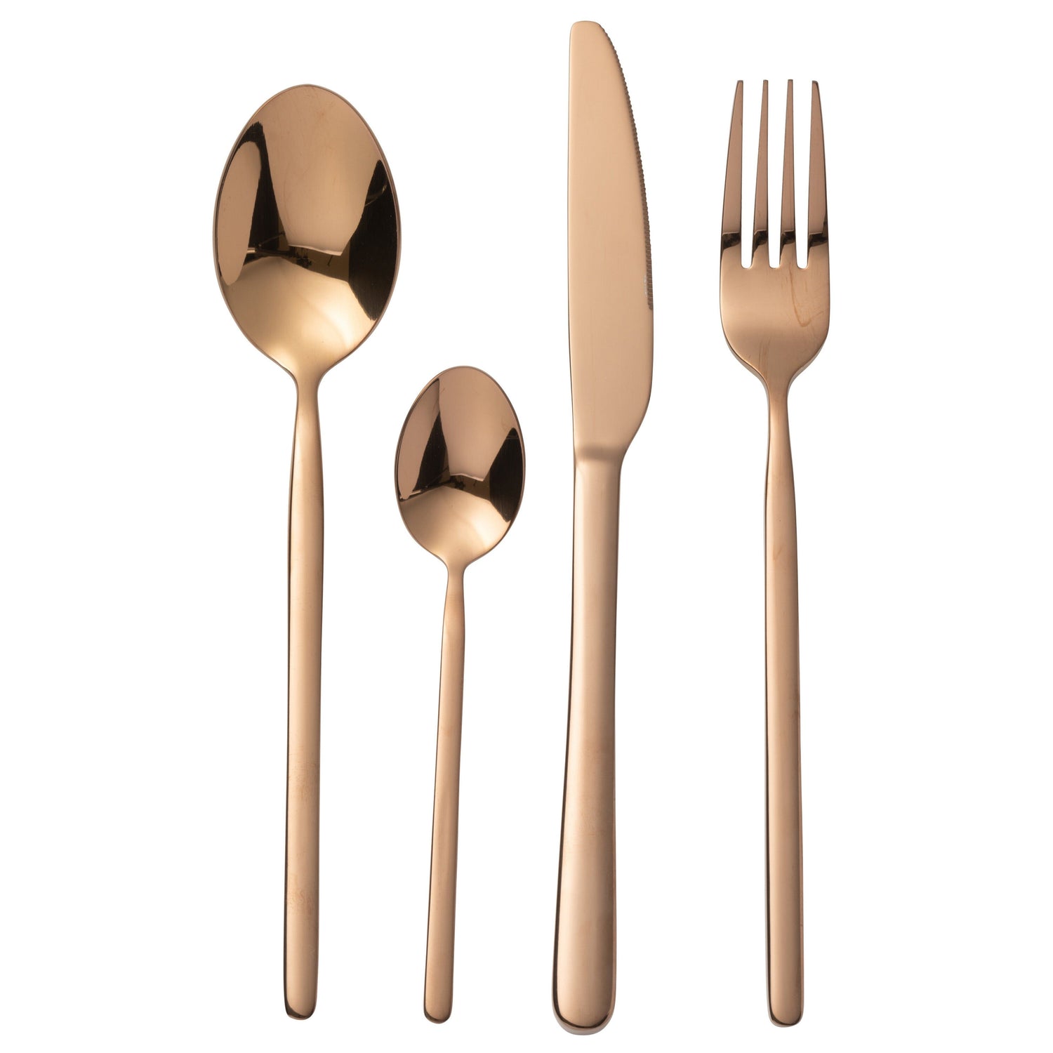 Bestekset Box B 24 Stuks Roestvrij Staal Glimmend Koper J-Line - Bestekset - J-Line - livinglovely.nl