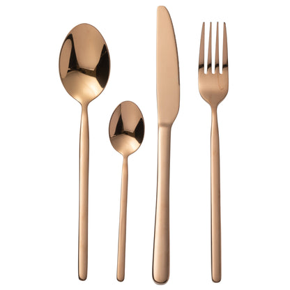 Bestekset Box B 24 Stuks Roestvrij Staal Glimmend Koper J-Line - Bestekset - J-Line - livinglovely.nl