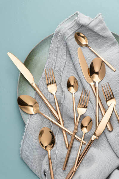 Bestekset Box B 24 Stuks Roestvrij Staal Glimmend Koper J-Line - Bestekset - J-Line - livinglovely.nl