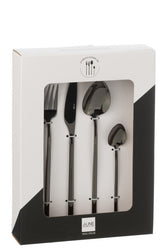 Bestekset Box C 24 Stuks Roestvrij Staal Glimmend Zwart J-Line - Bestekset - J-Line - livinglovely.nl