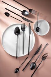 Bestekset Box C 24 Stuks Roestvrij Staal Glimmend Zwart J-Line - Bestekset - J-Line - livinglovely.nl