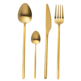 Bestekset Box C 24 Stuks Roestvrij Staal Mat Goud J-Line - Bestekset - J-Line - livinglovely.nl