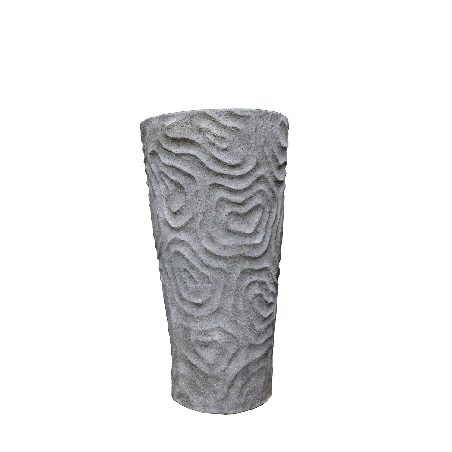 Beth Grey Cement Extreme Big Pot Organic Pattern S van PTMD, grote grijze cementen pot op witte achtergrond