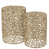 Bijzettafel Aluminium Goudkleurig Set van 2 - Bijzettafel - J-Line - livinglovely.nl